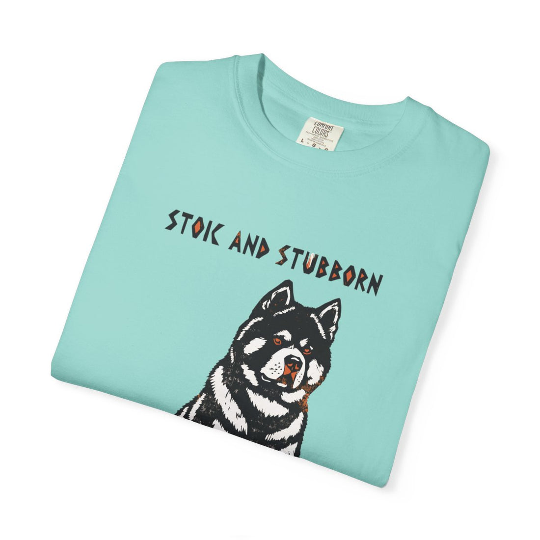 Chalky Mint — Folded | Akita 'Stoic And Stubborn' Garment-Dyed Tee