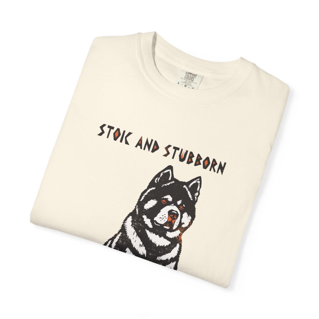 Ivory — Folded | Akita 'Stoic And Stubborn' Garment-Dyed Tee