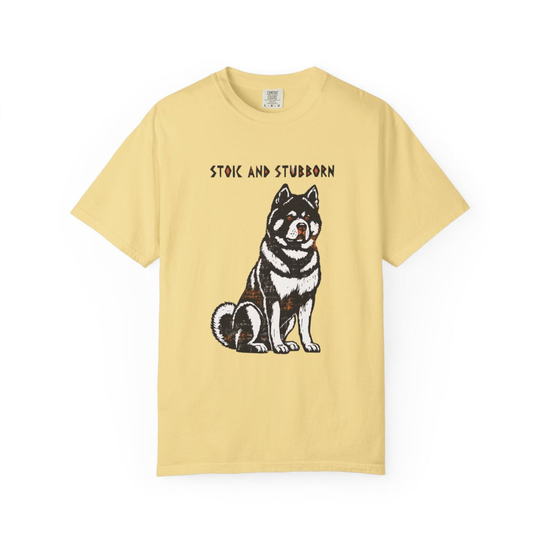 Butter — Front | Akita 'Stoic And Stubborn' Garment-Dyed Tee