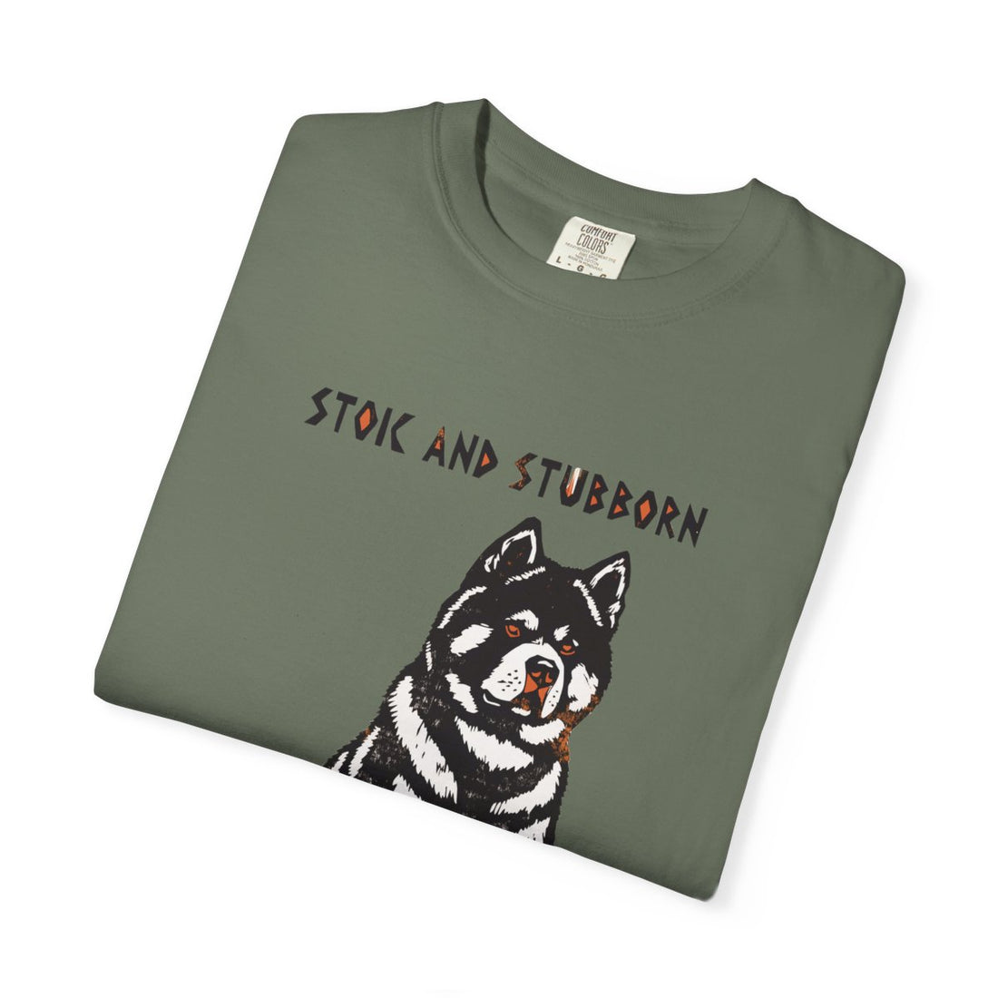 Moss — Folded | Akita 'Stoic And Stubborn' Garment-Dyed Tee