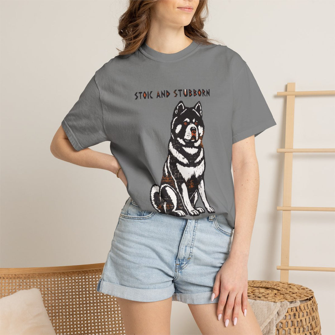 Grey — Lifestyle | Akita 'Stoic And Stubborn' Garment-Dyed Tee