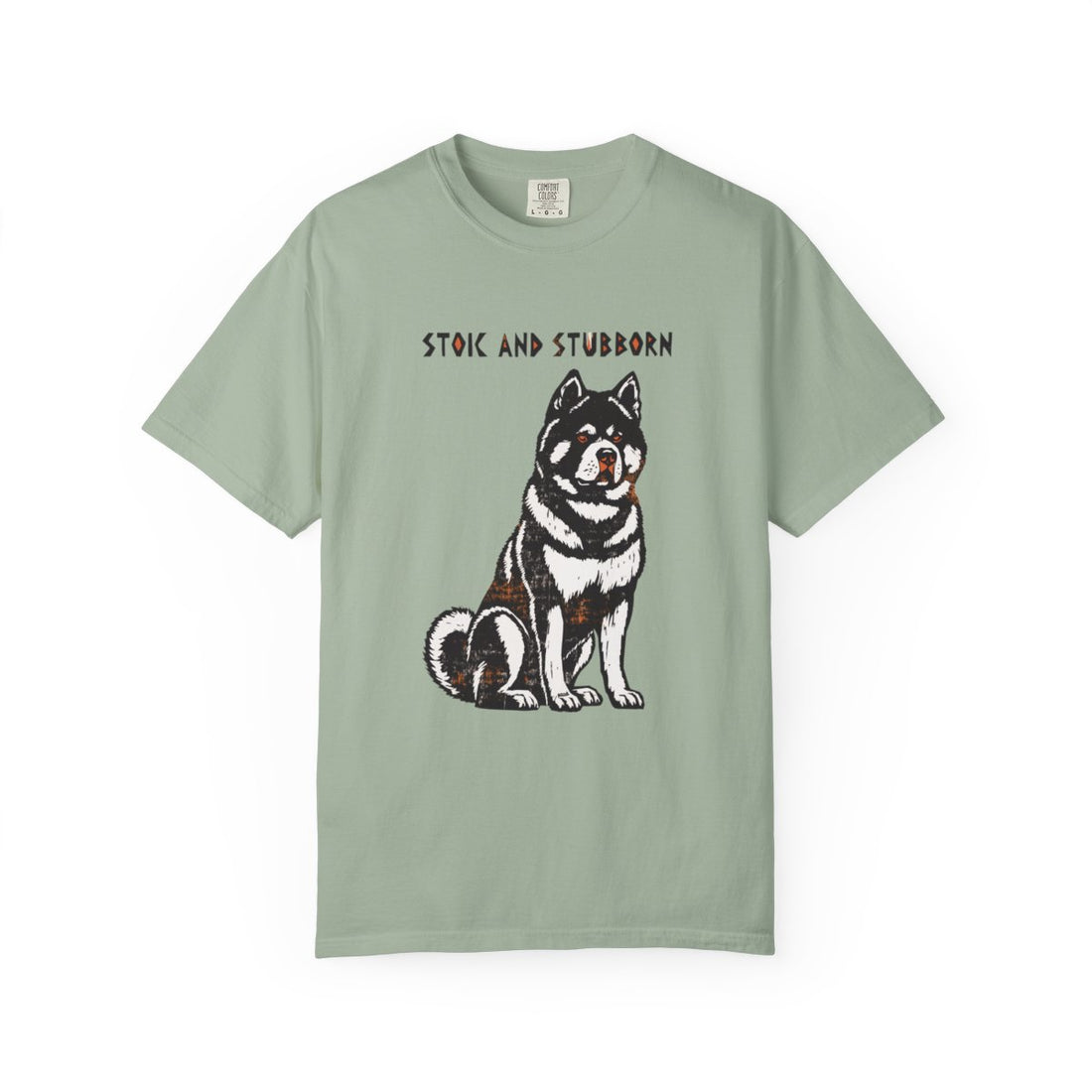 Bay — Front | Akita 'Stoic And Stubborn' Garment-Dyed Tee