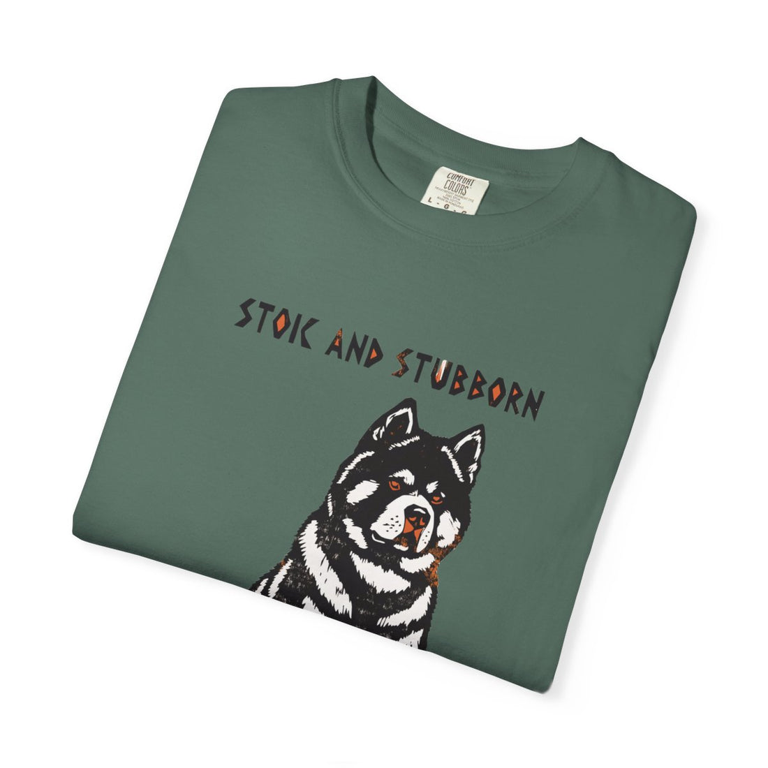 Blue Spruce — Folded | Akita 'Stoic And Stubborn' Garment-Dyed Tee