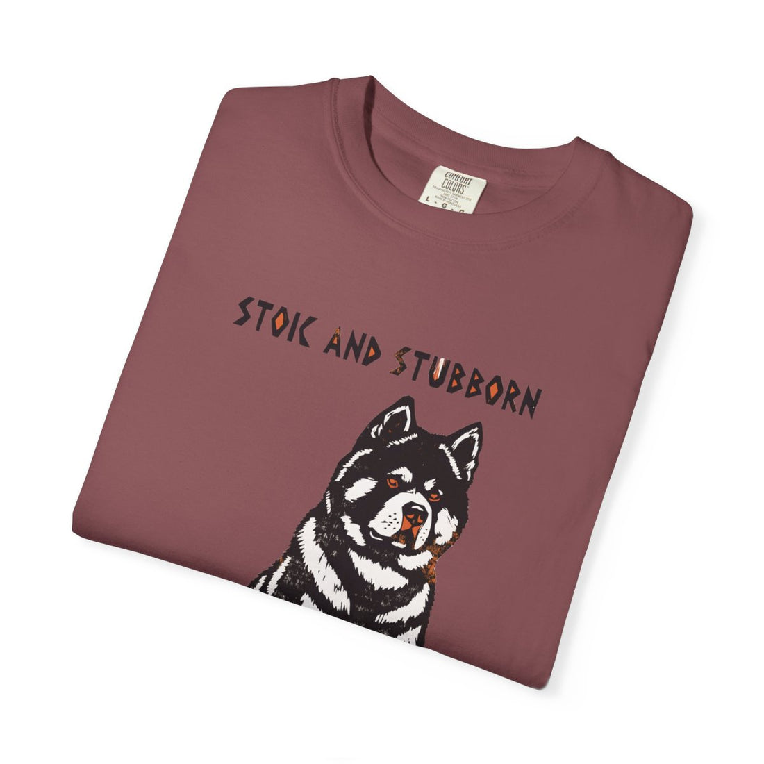 Brick — Folded | Akita 'Stoic And Stubborn' Garment-Dyed Tee