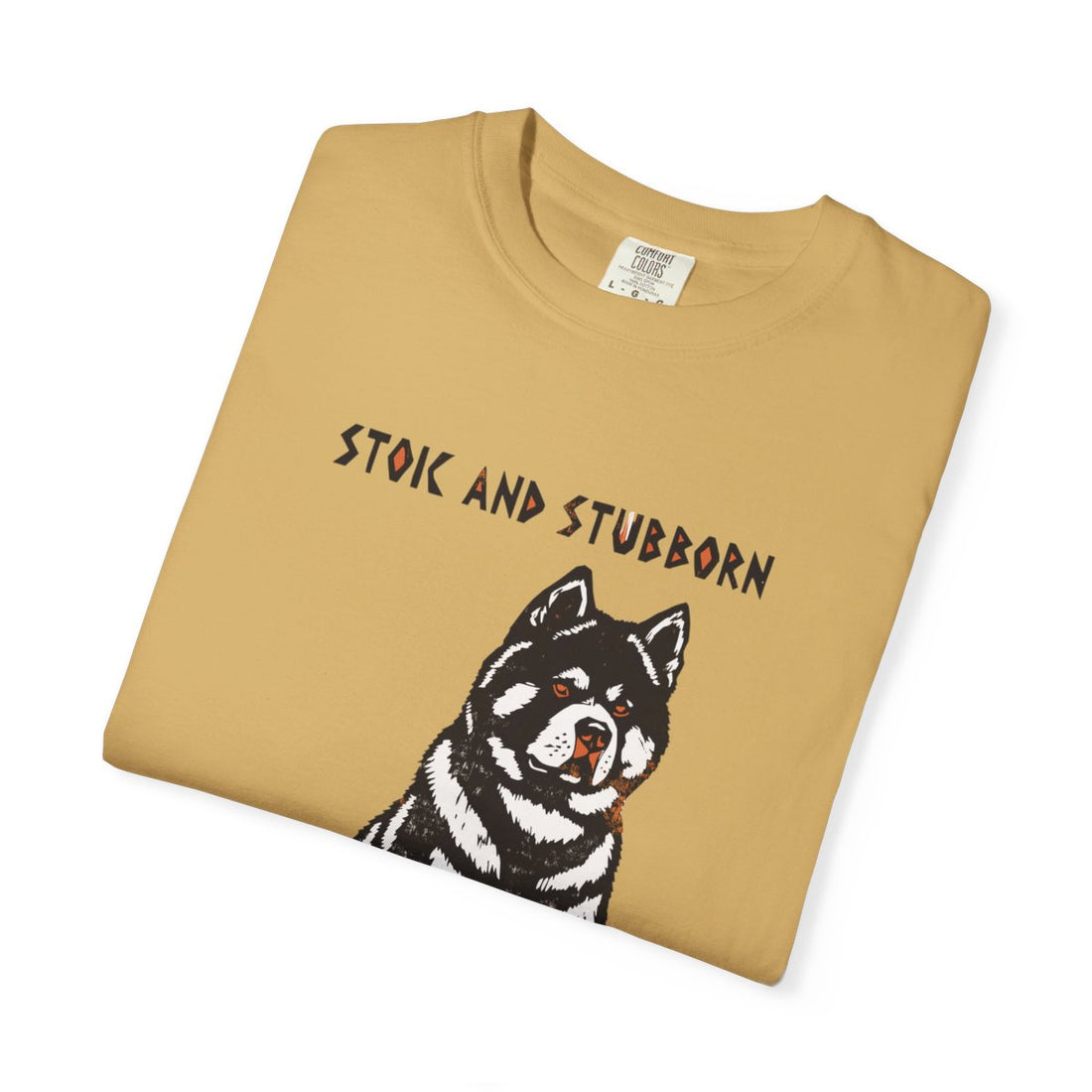 Mustard — Folded | Akita 'Stoic And Stubborn' Garment-Dyed Tee