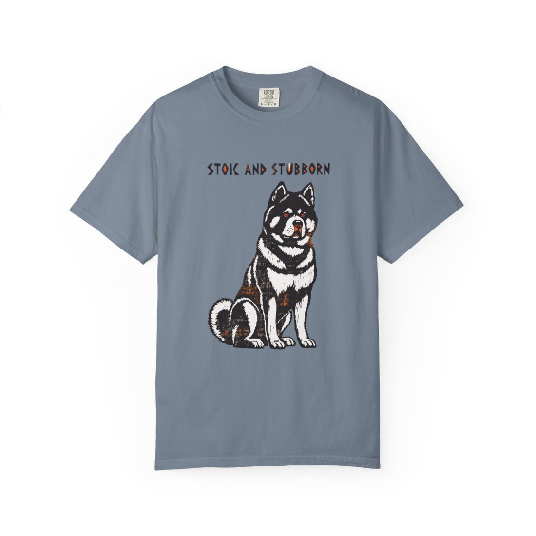 Blue Jean — Front | Akita 'Stoic And Stubborn' Garment-Dyed Tee