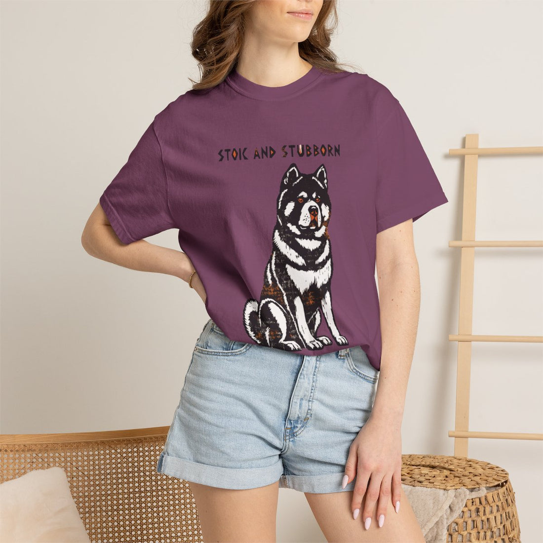 Berry — Lifestyle | Akita 'Stoic And Stubborn' Garment-Dyed Tee