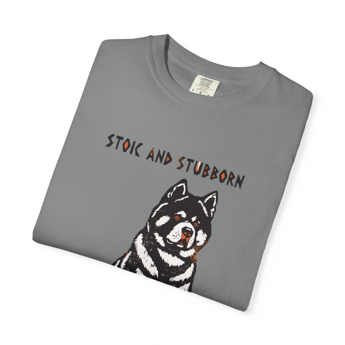 Grey — Folded | Akita 'Stoic And Stubborn' Garment-Dyed Tee