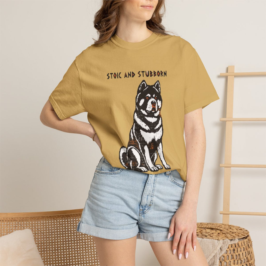 Mustard — Lifestyle | Akita 'Stoic And Stubborn' Garment-Dyed Tee