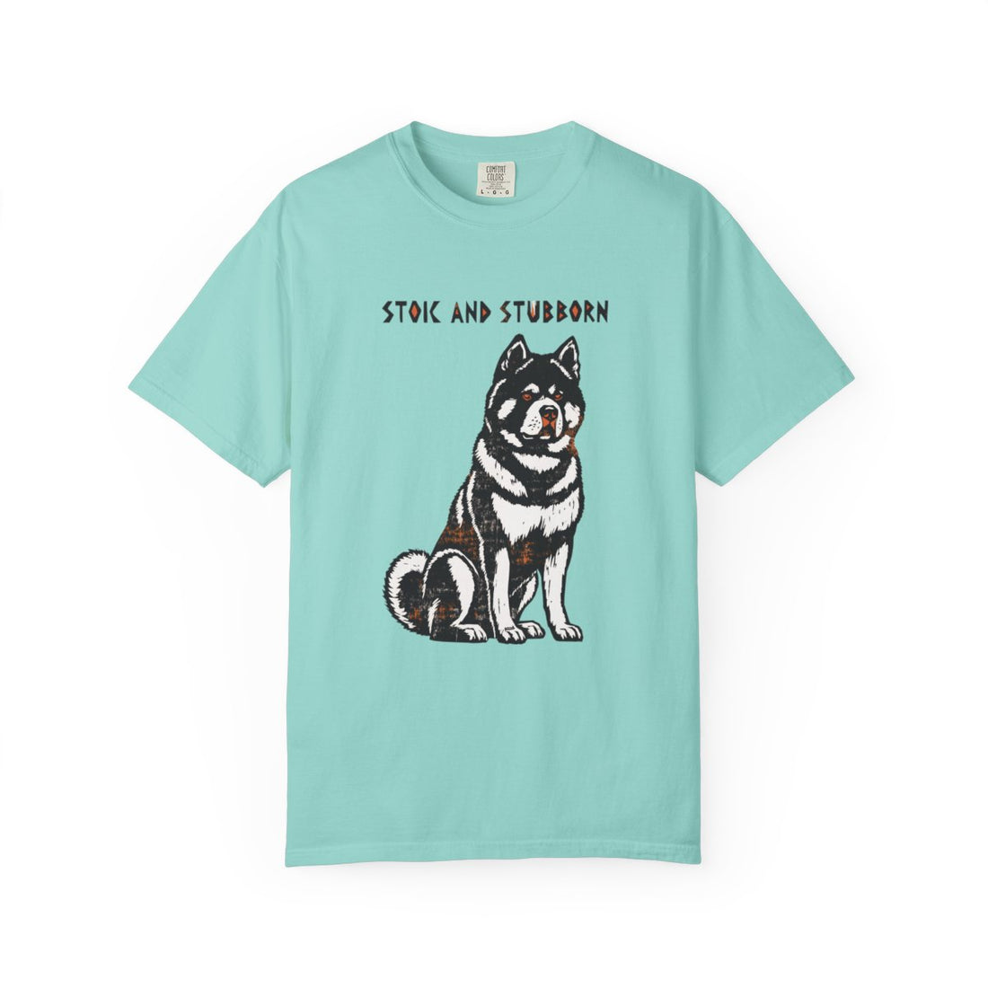 Chalky Mint — Front | Akita 'Stoic And Stubborn' Garment-Dyed Tee
