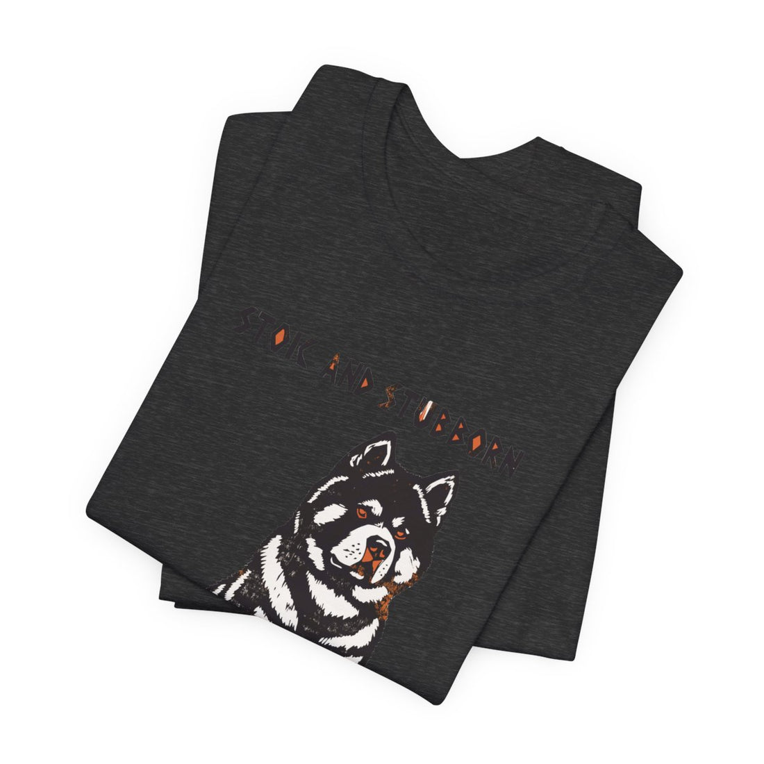 Dark Grey Heather — Folded | Akita 'Stoic And Stubborn' Tee