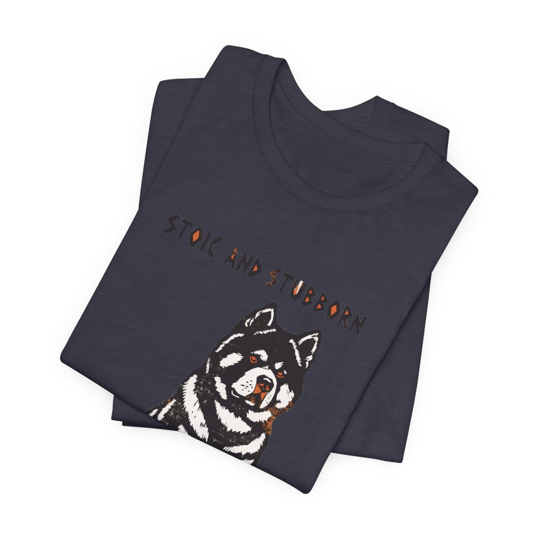 Heather Midnight Navy — Folded | Akita 'Stoic And Stubborn' Tee