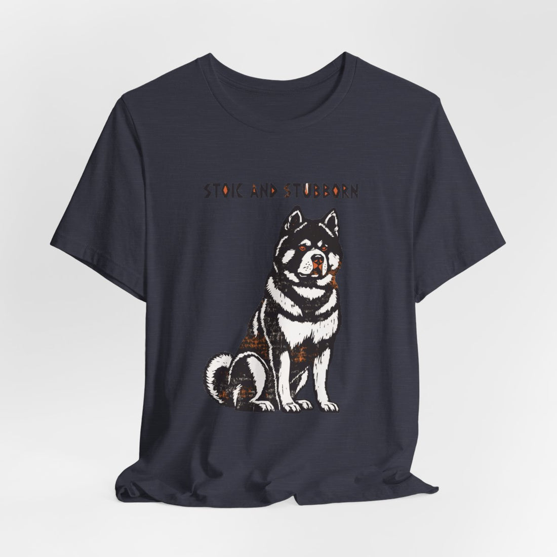 Heather Midnight Navy — Hanging | Akita 'Stoic And Stubborn' Tee