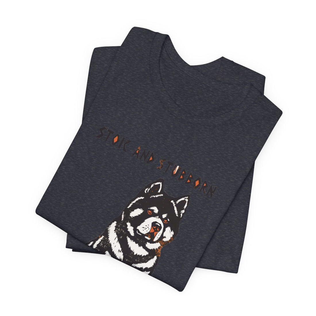 Heather Navy — Folded | Akita 'Stoic And Stubborn' Tee