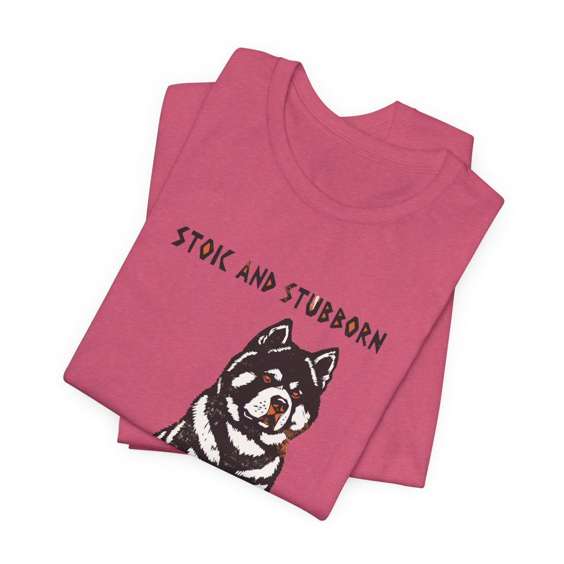 Heather Raspberry — Folded | Akita 'Stoic And Stubborn' Tee