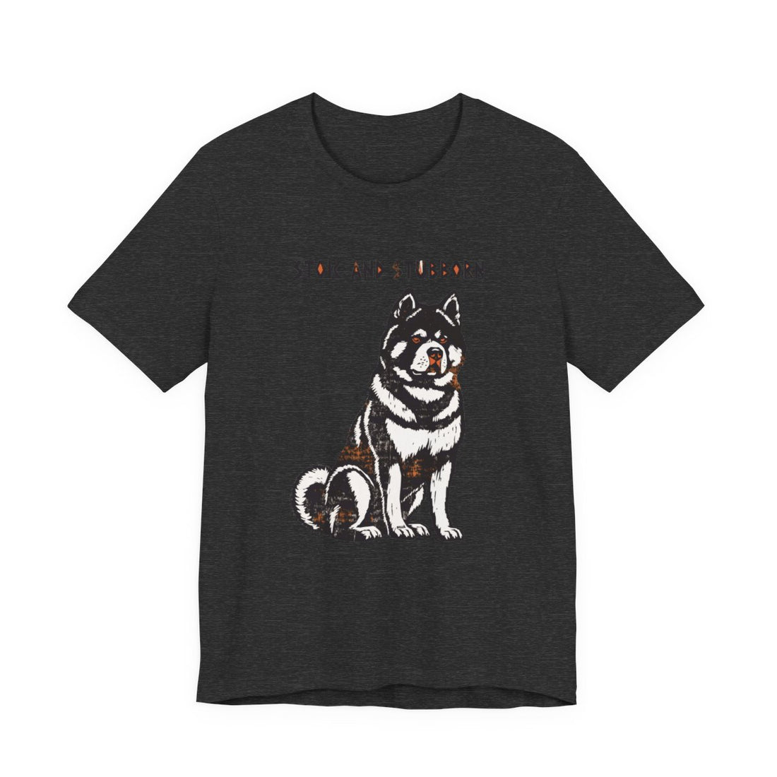 Dark Grey Heather — Front | Akita 'Stoic And Stubborn' Tee