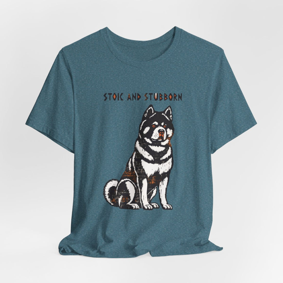 Heather Deep Teal — Hanging | Akita 'Stoic And Stubborn' Tee