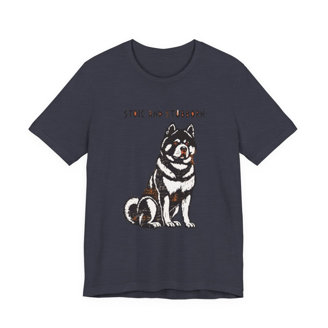 Heather Midnight Navy — Front | Akita 'Stoic And Stubborn' Tee