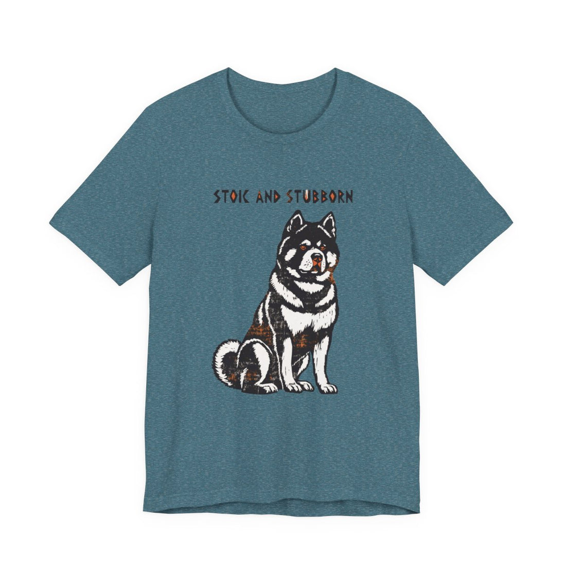 Heather Deep Teal — Front | Akita 'Stoic And Stubborn' Tee
