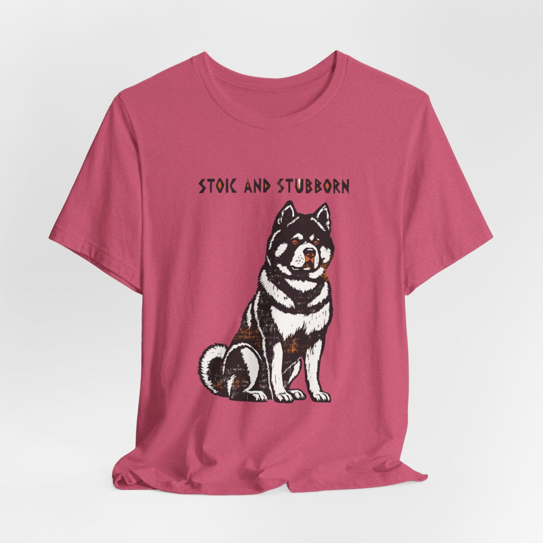 Heather Raspberry — Hanging | Akita 'Stoic And Stubborn' Tee