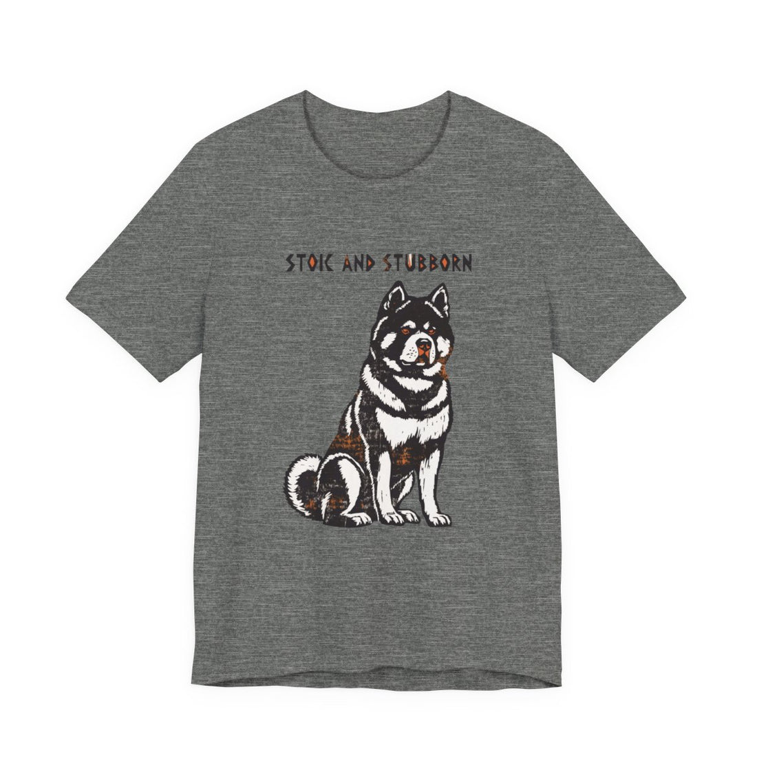 Deep Heather — Front | Akita 'Stoic And Stubborn' Tee