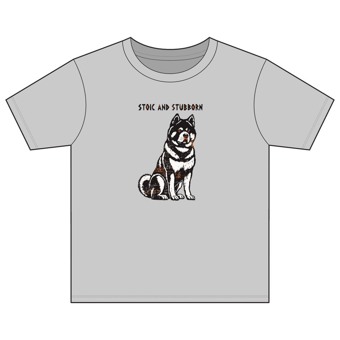 Sport Grey — Front | Akita 'Stoic And Stubborn' Youth Tee