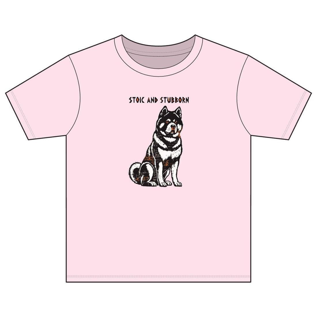 Light Pink — Front | Akita 'Stoic And Stubborn' Youth Tee