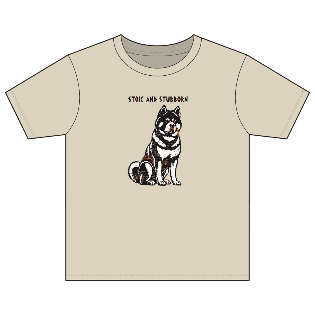Sand — Front | Akita 'Stoic And Stubborn' Youth Tee