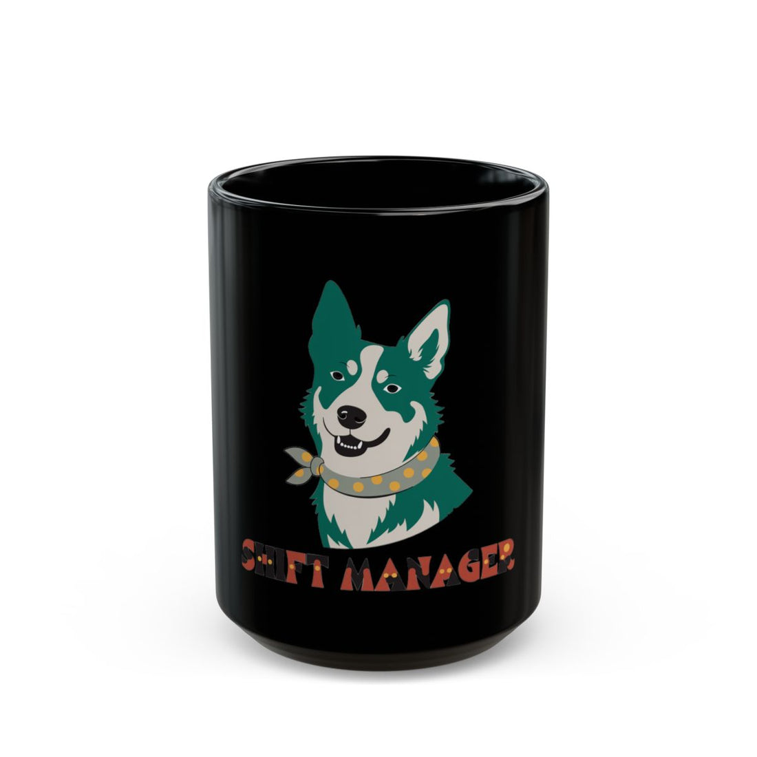 15oz — Front | Australian Cattle Dog Shift Manager Black Mug