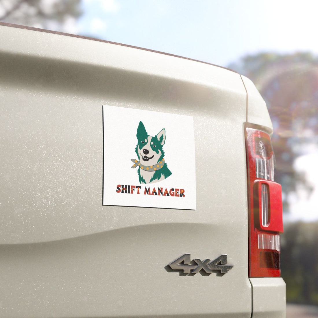5'' × 5'' — Detail | Australian Cattle Dog Shift Manager Car Magnet