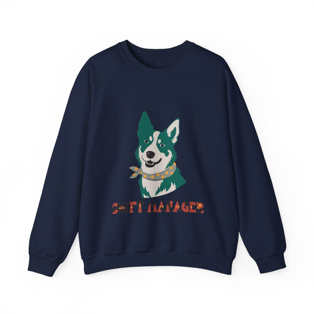 Navy — Front | Australian Cattle Dog "Shift Manager" Crewneck