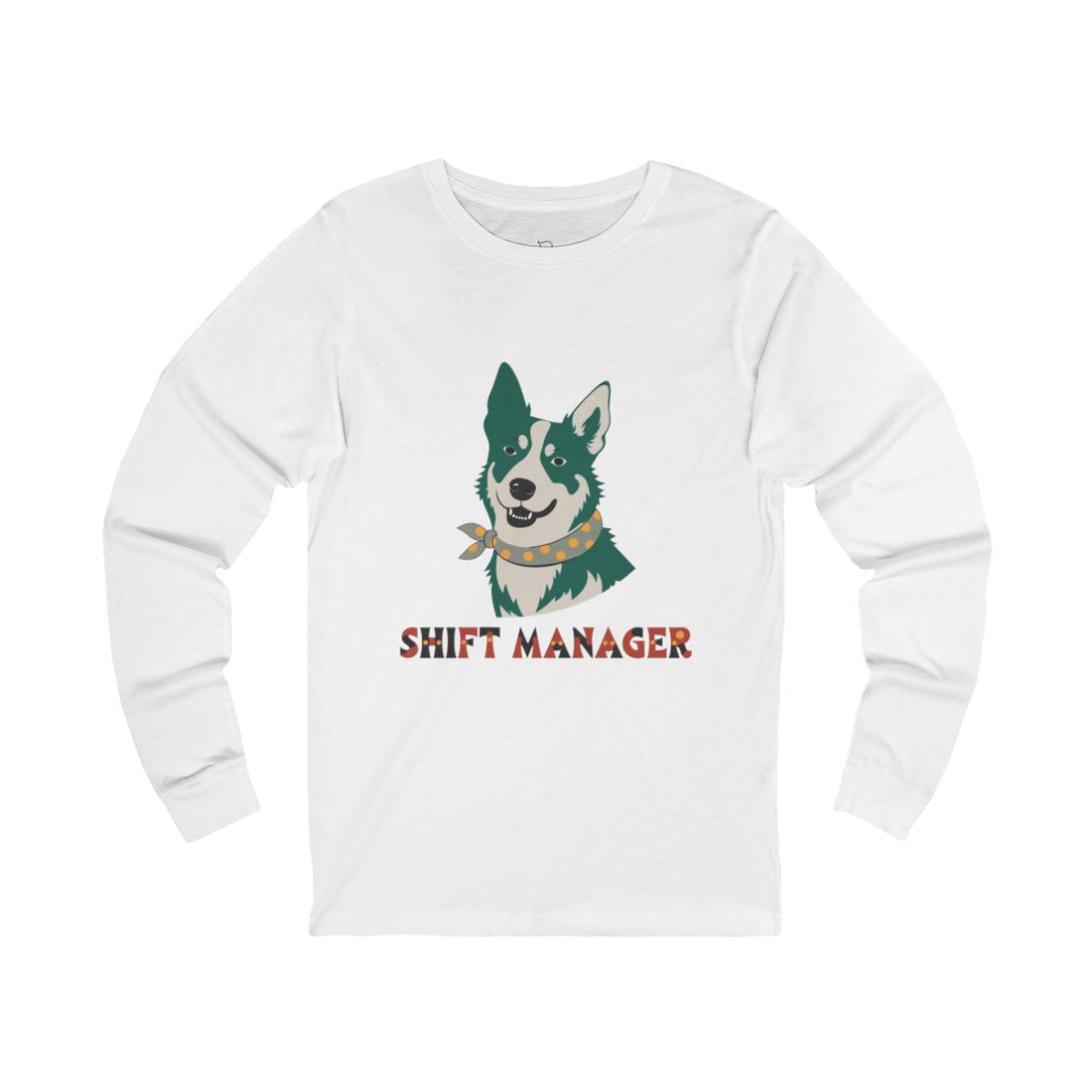 White — Front | Australian Cattle Dog Shift Manager Long Sleeve Tee