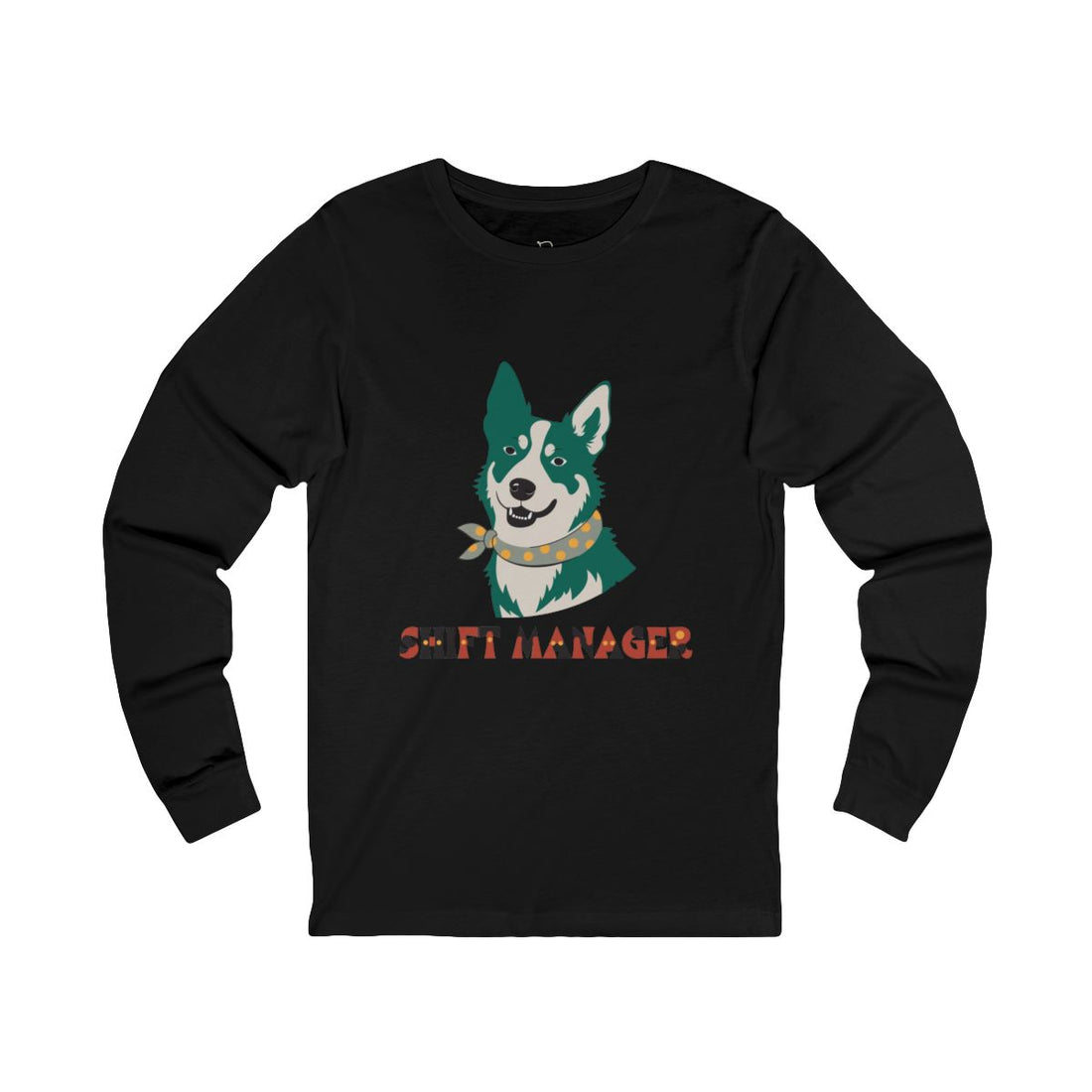 Black — Front | Australian Cattle Dog Shift Manager Long Sleeve Tee