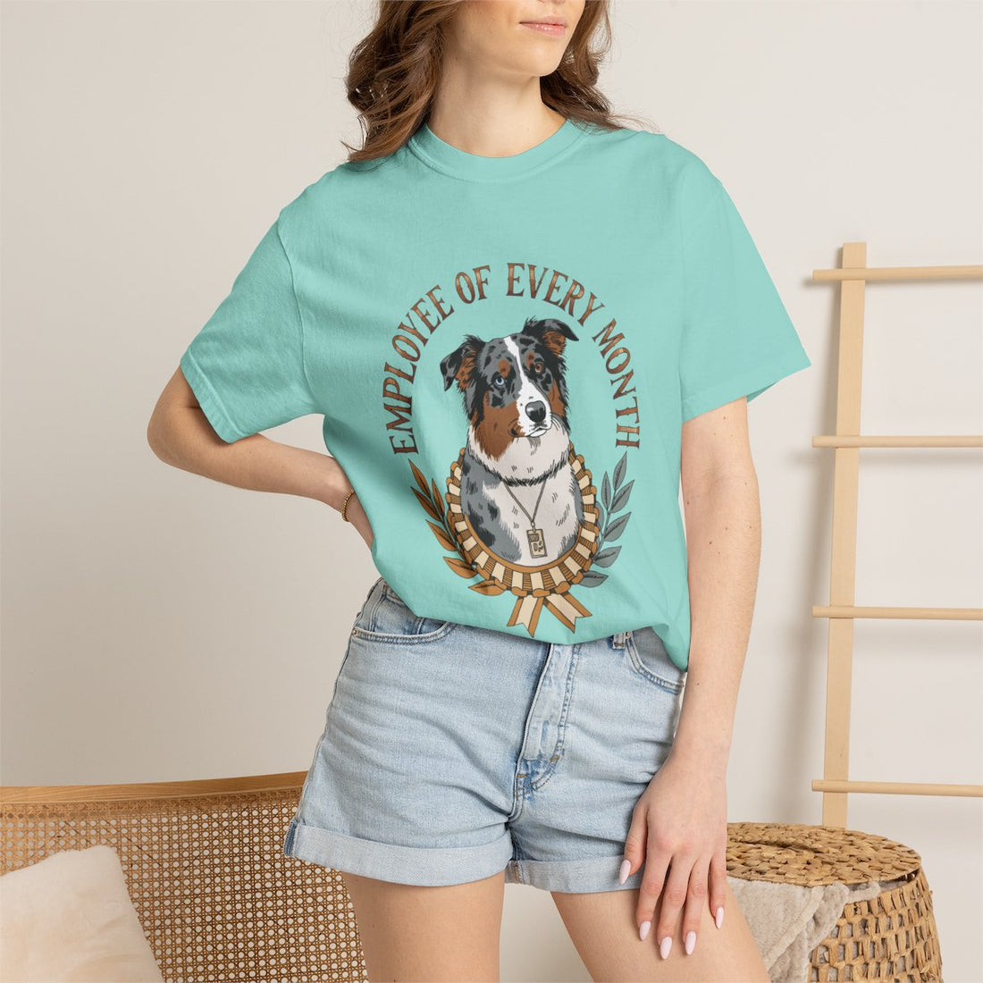 Chalky Mint — Lifestyle | Australian Shepherd 'Employee Of Every Month' Garment-Dyed Tee
