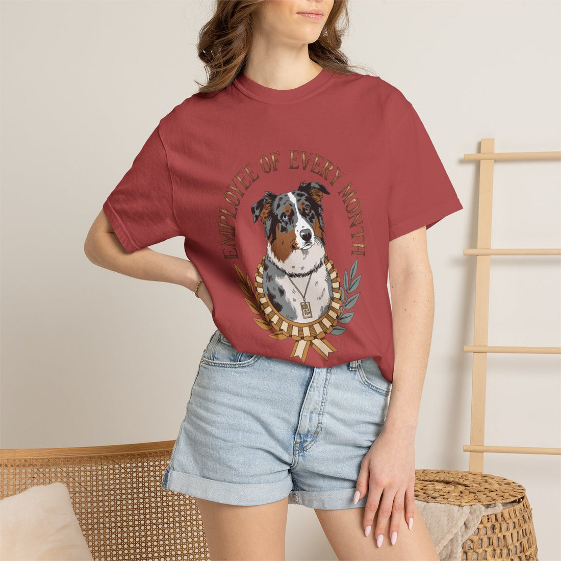 Crimson — Lifestyle | Australian Shepherd 'Employee Of Every Month' Garment-Dyed Tee