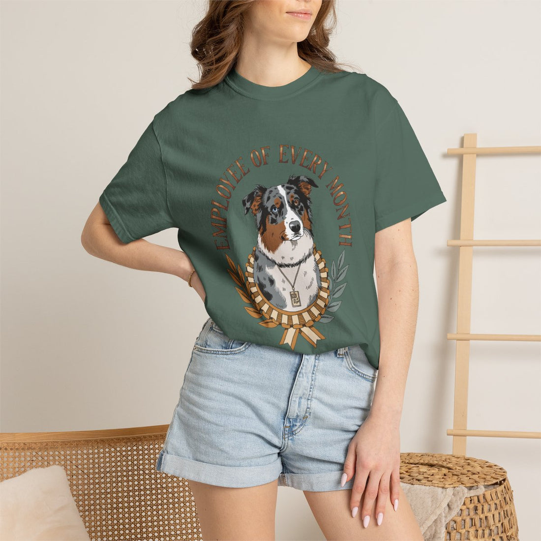 Blue Spruce — Lifestyle | Australian Shepherd 'Employee Of Every Month' Garment-Dyed Tee