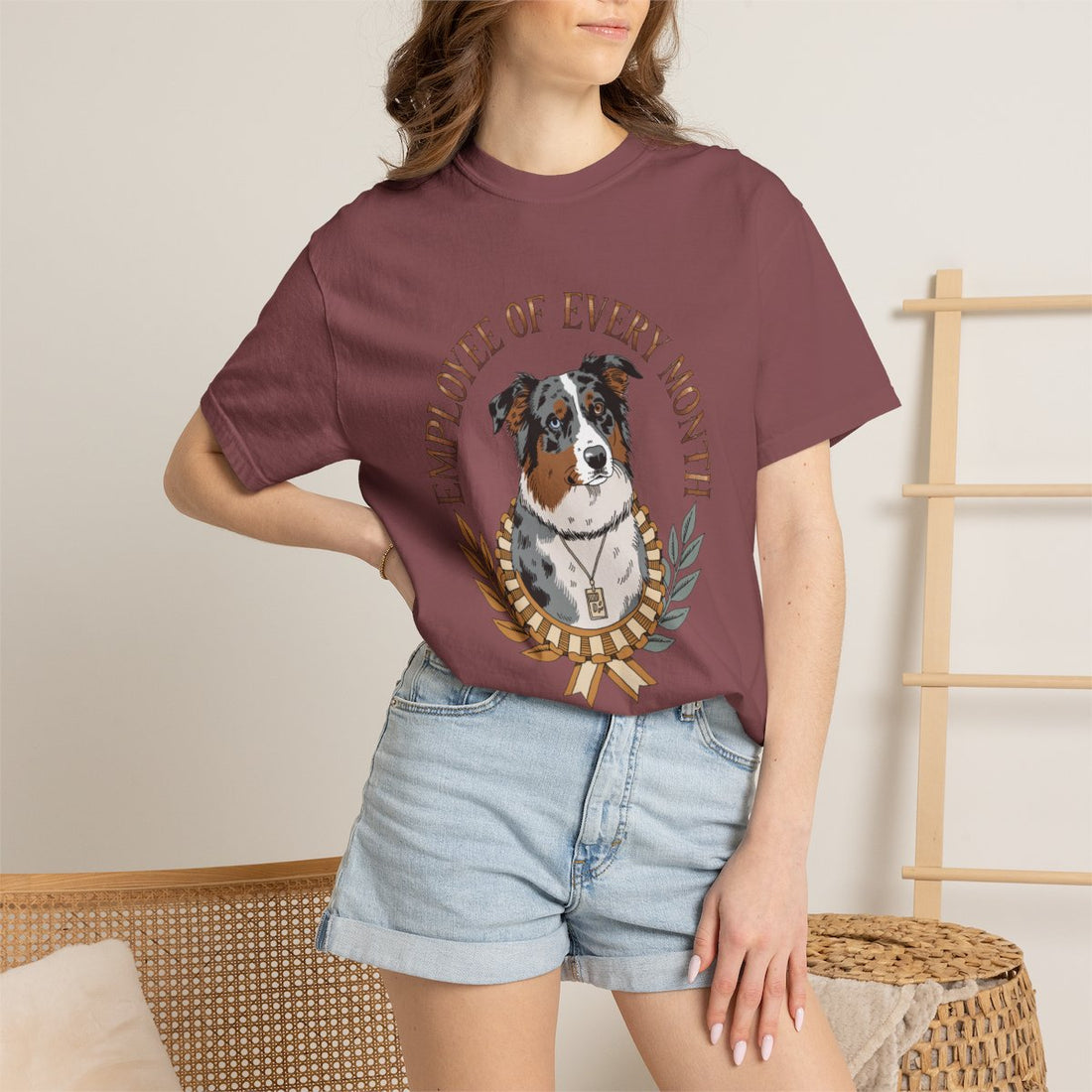 Brick — Lifestyle | Australian Shepherd 'Employee Of Every Month' Garment-Dyed Tee