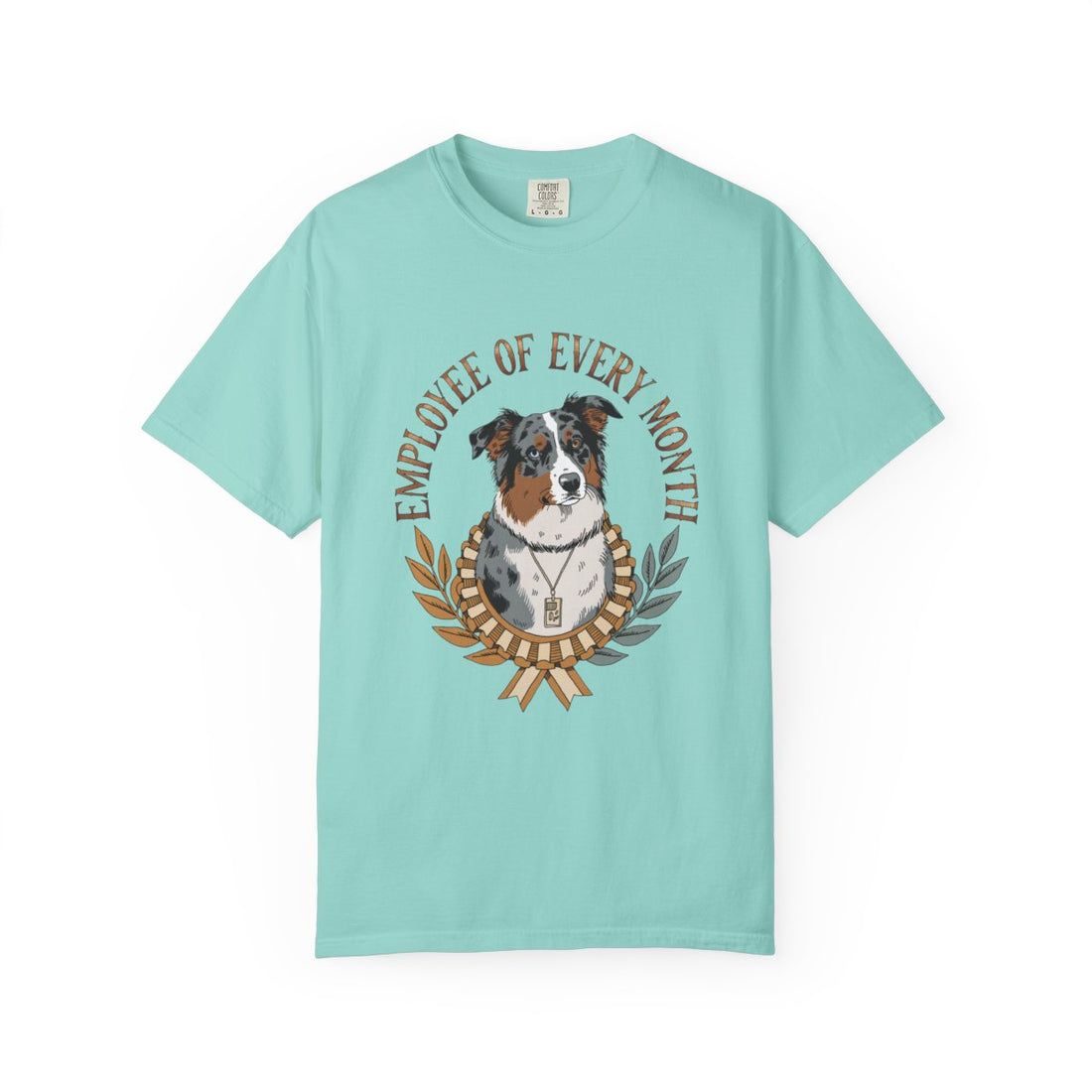 Chalky Mint — Front | Australian Shepherd 'Employee Of Every Month' Garment-Dyed Tee
