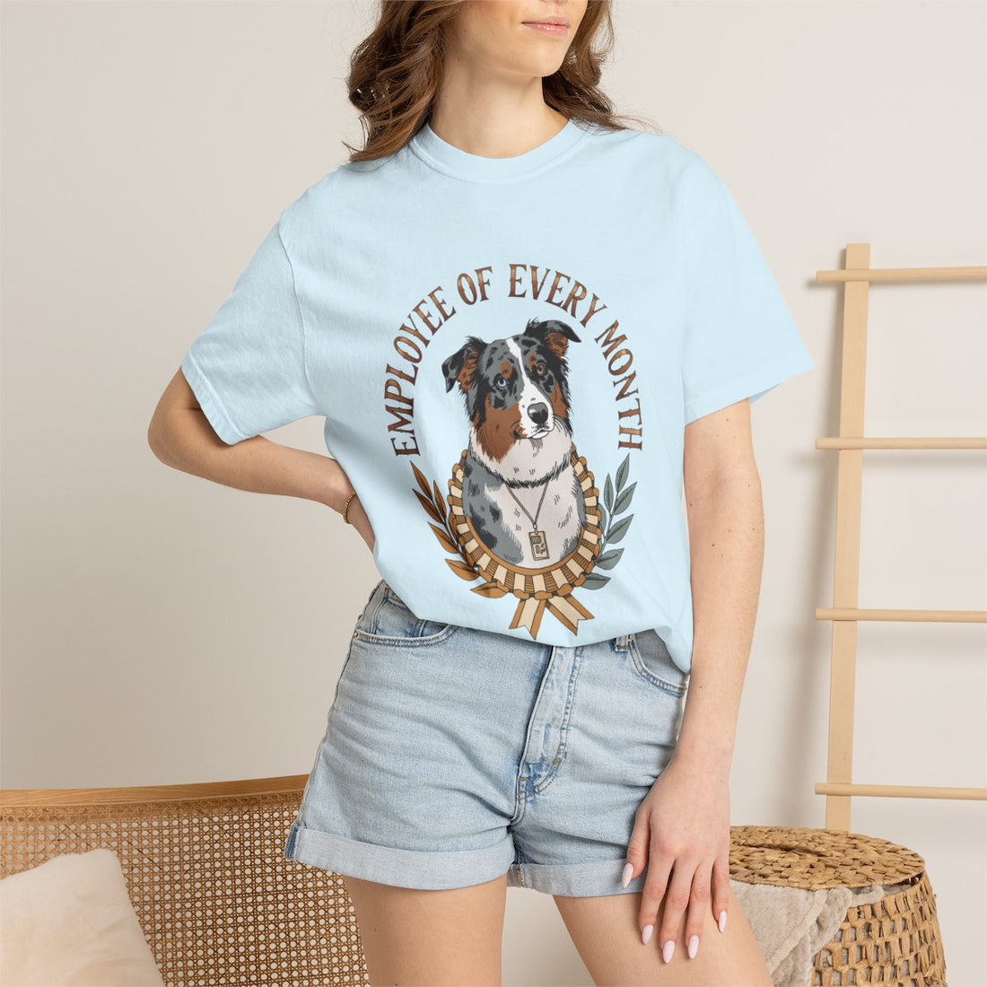 Chambray — Lifestyle | Australian Shepherd 'Employee Of Every Month' Garment-Dyed Tee
