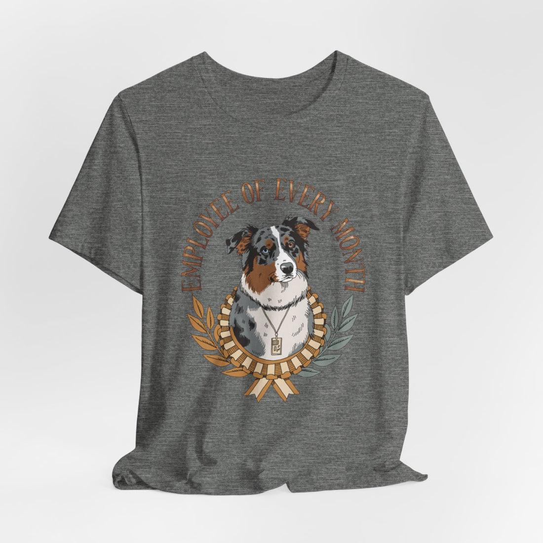 Deep Heather — Hanging | Australian Shepherd 'Employee Of Every Month' Tee