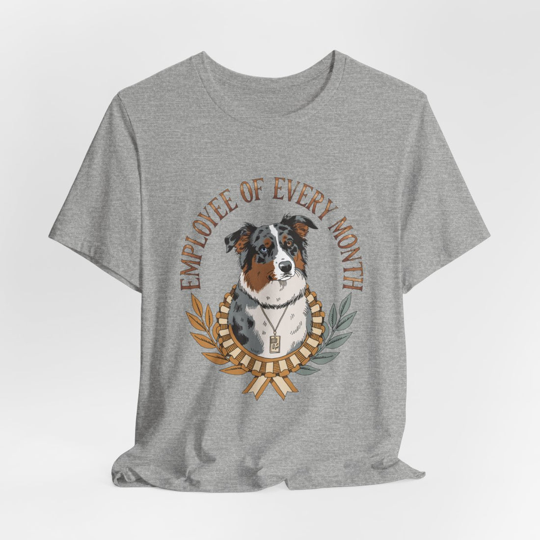 Athletic Heather — Hanging | Australian Shepherd 'Employee Of Every Month' Tee