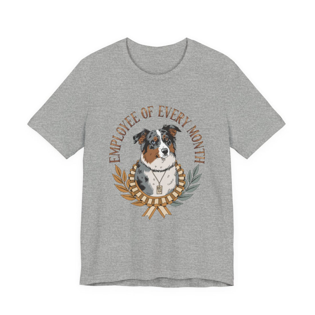 Athletic Heather — Front | Australian Shepherd 'Employee Of Every Month' Tee