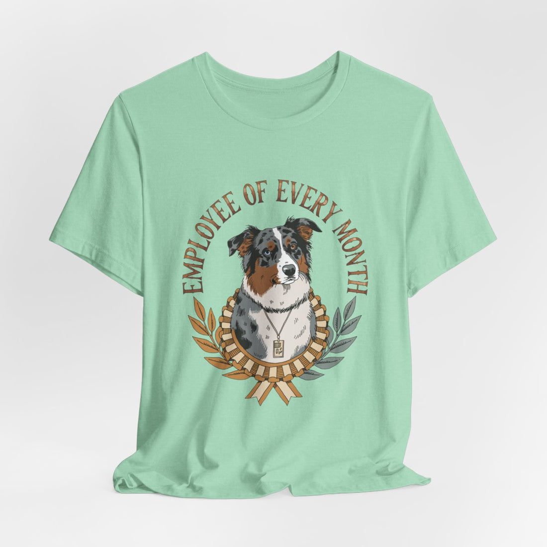 Heather Mint — Hanging | Australian Shepherd 'Employee Of Every Month' Tee