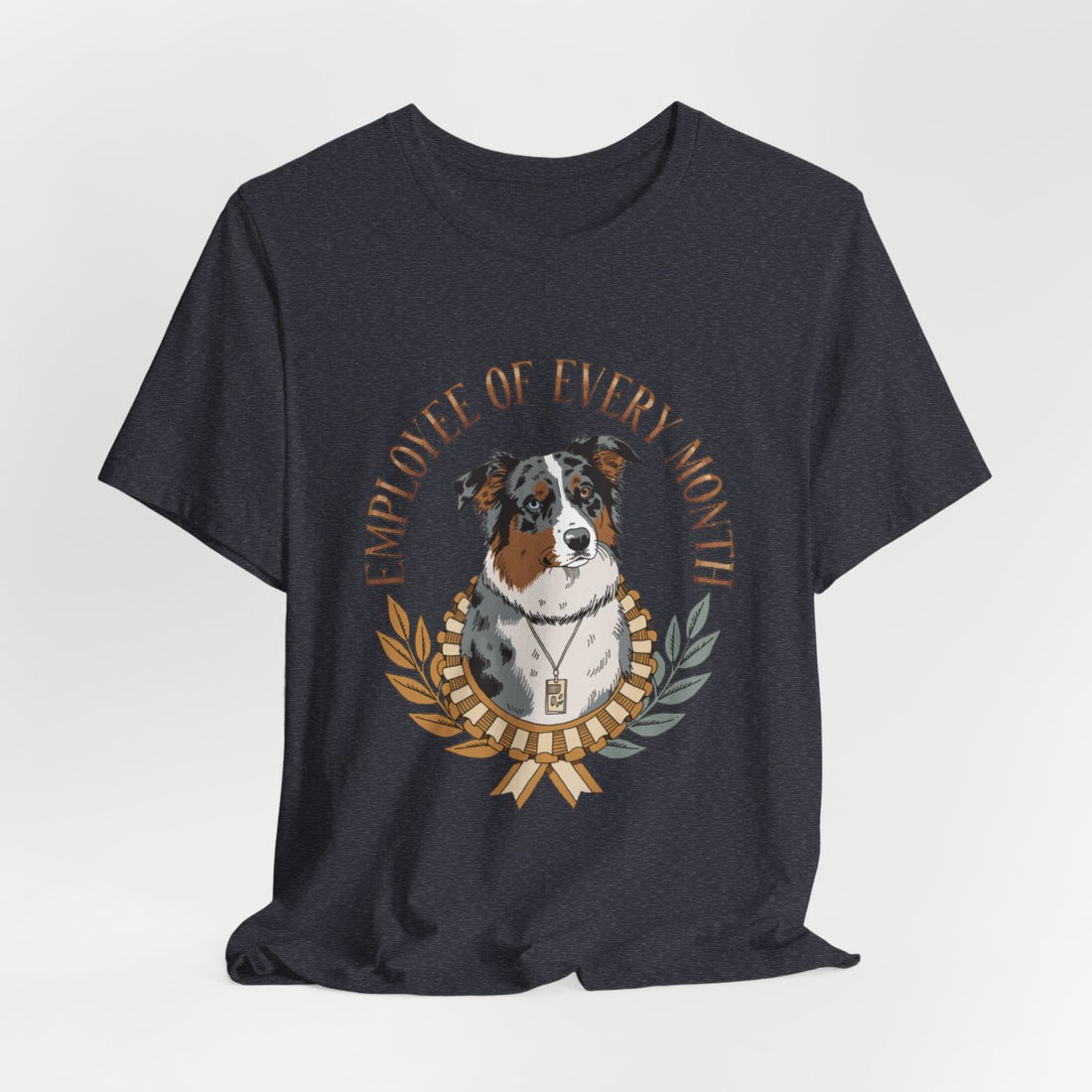 Heather Navy — Hanging | Australian Shepherd 'Employee Of Every Month' Tee