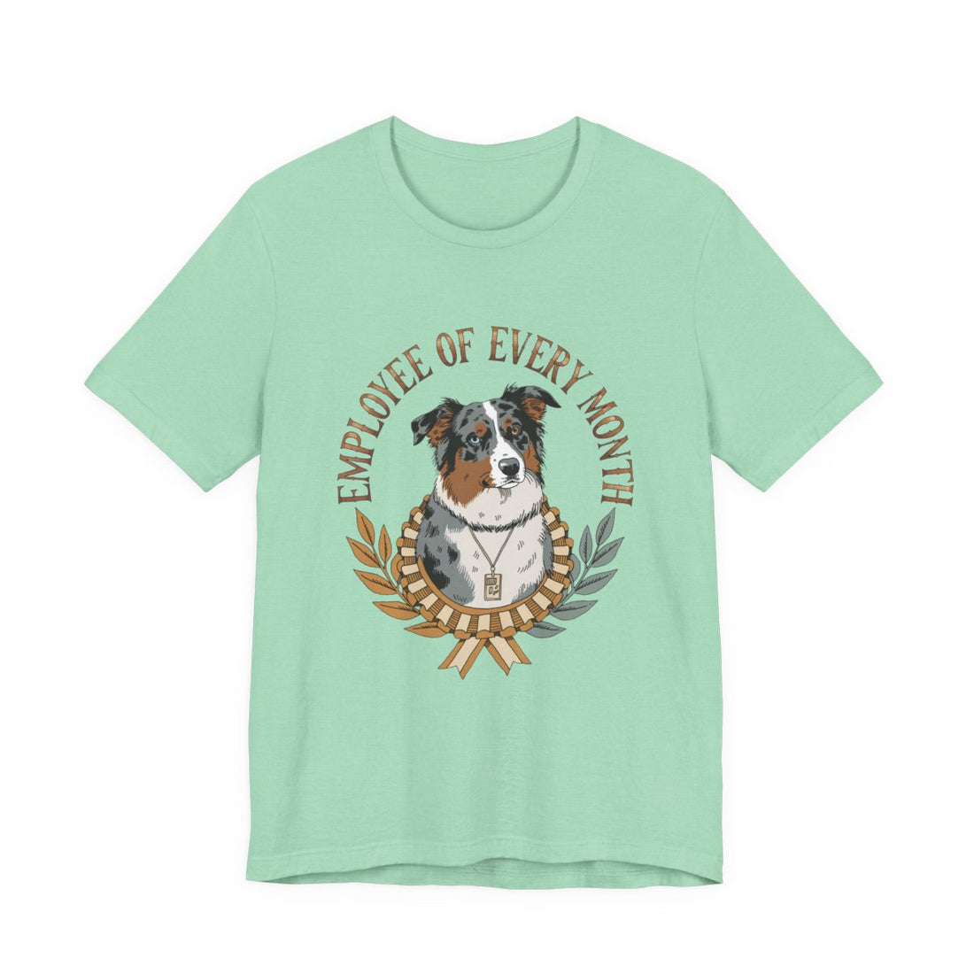 Heather Mint — Front | Australian Shepherd 'Employee Of Every Month' Tee