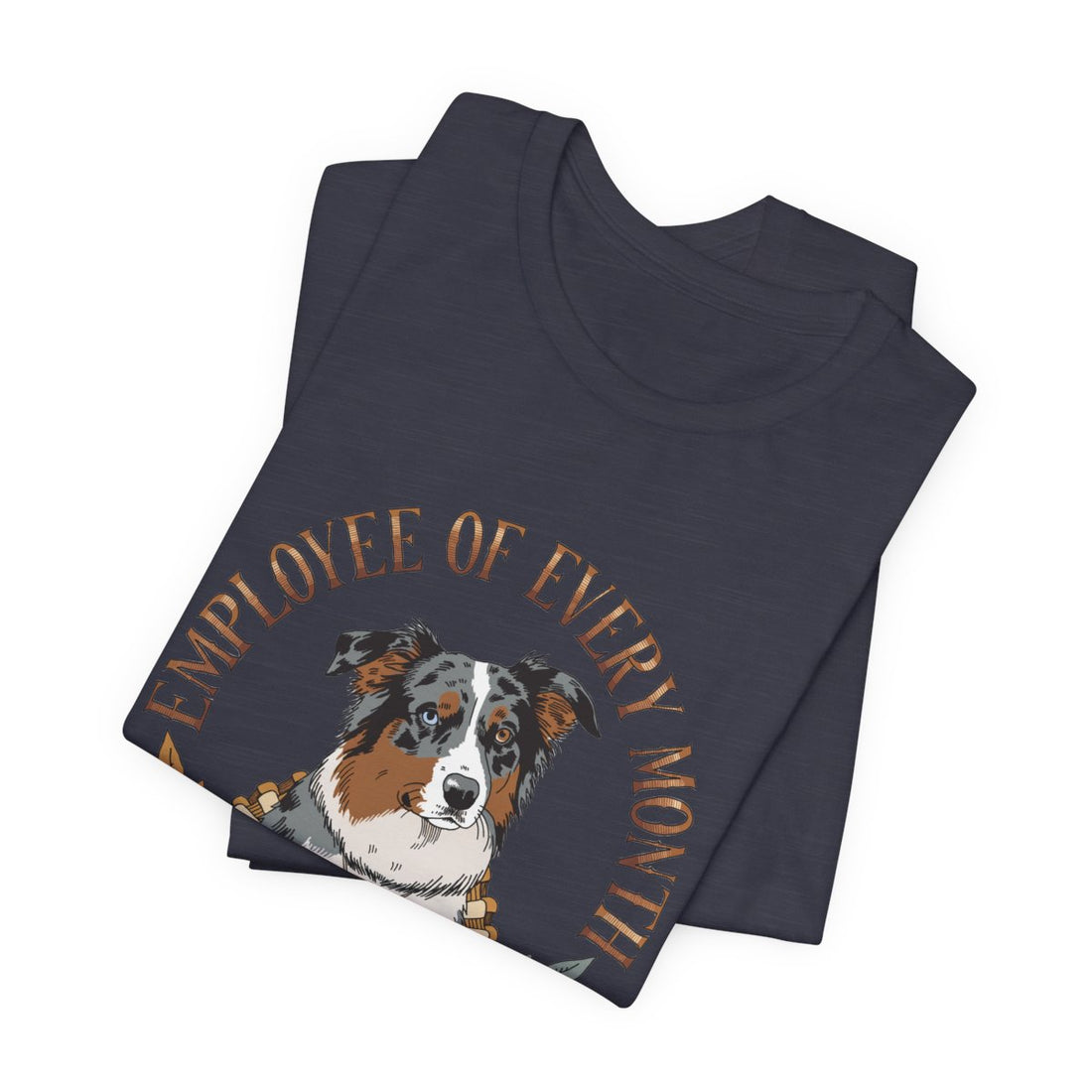 Heather Midnight Navy — Folded | Australian Shepherd 'Employee Of Every Month' Tee