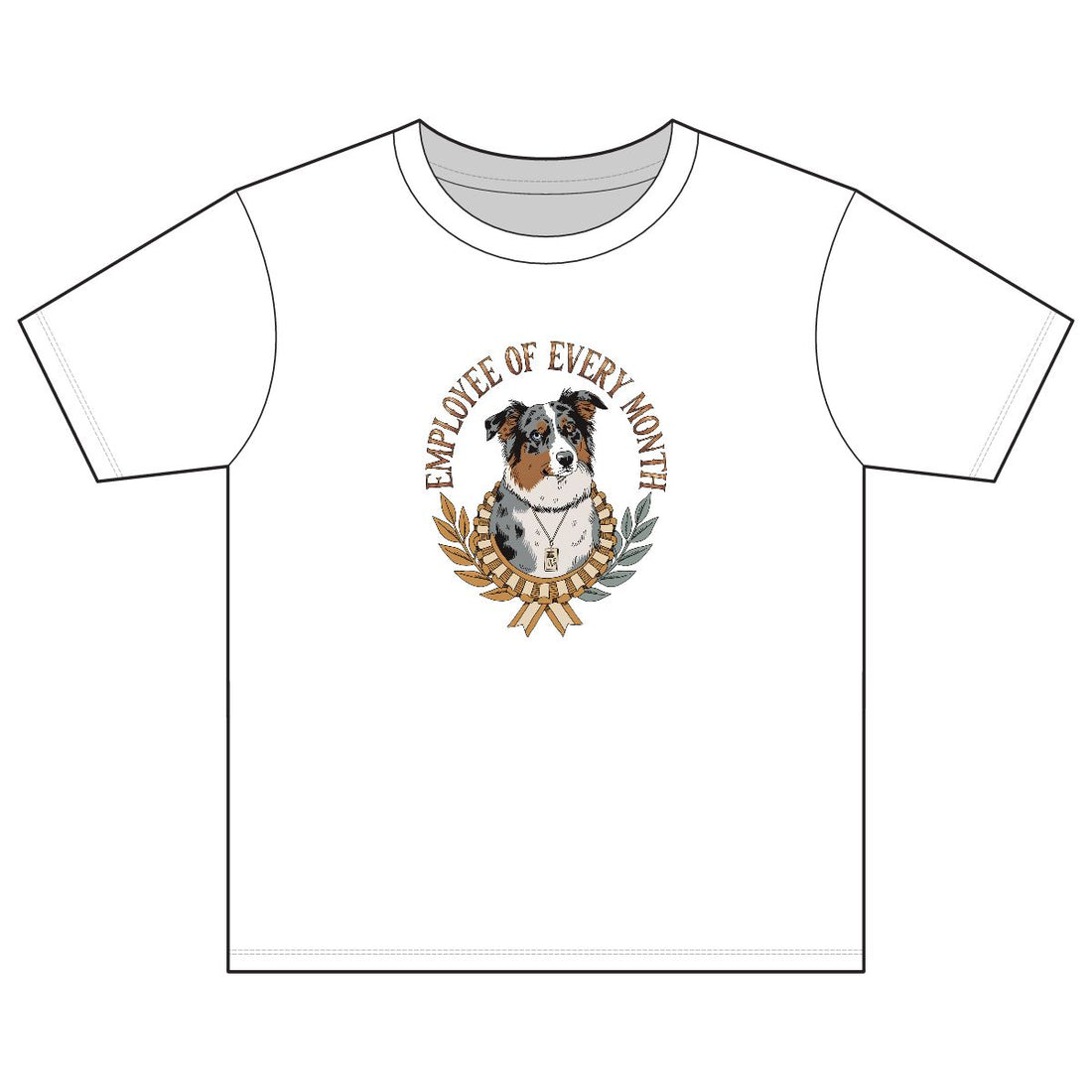 White — Front | Australian Shepherd 'Employee Of Every Month' Youth Tee