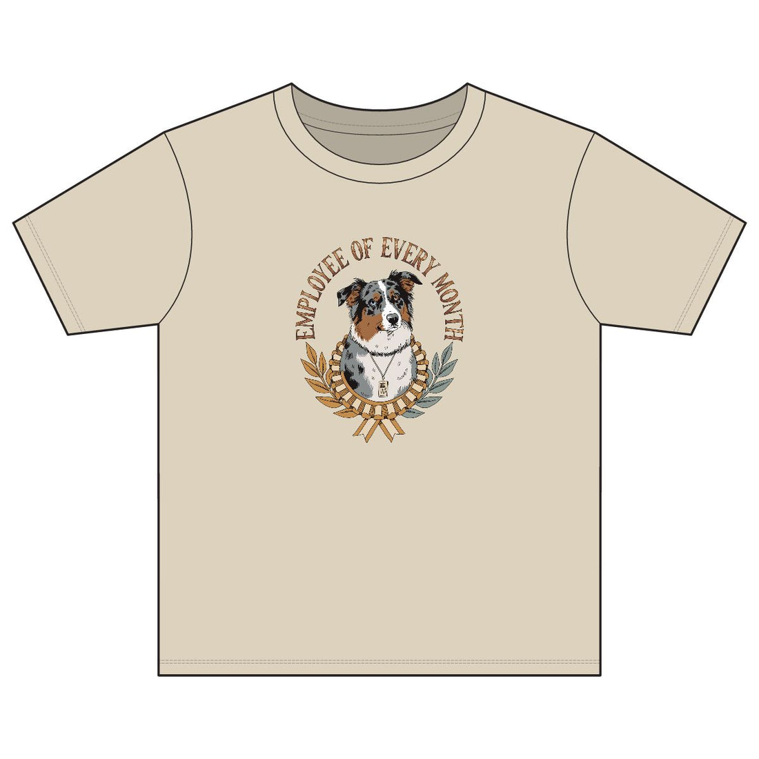 Sand — Front | Australian Shepherd 'Employee Of Every Month' Youth Tee