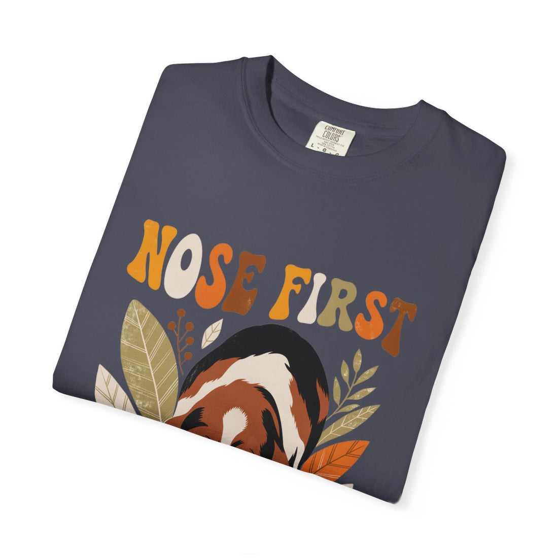 Navy — Folded | Basset Hound 'Nose First' Garment-Dyed Tee