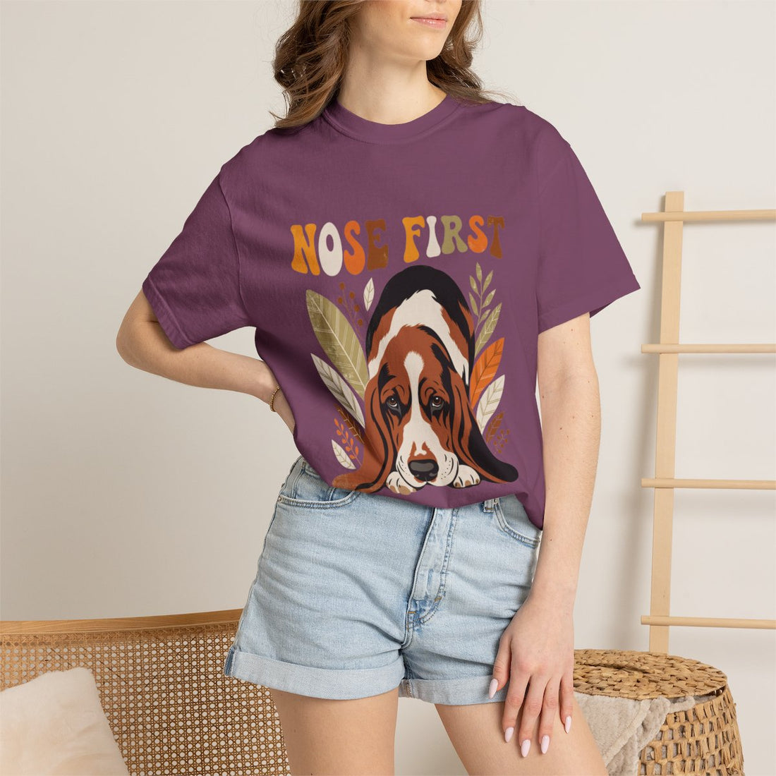 Berry — Lifestyle | Basset Hound 'Nose First' Garment-Dyed Tee